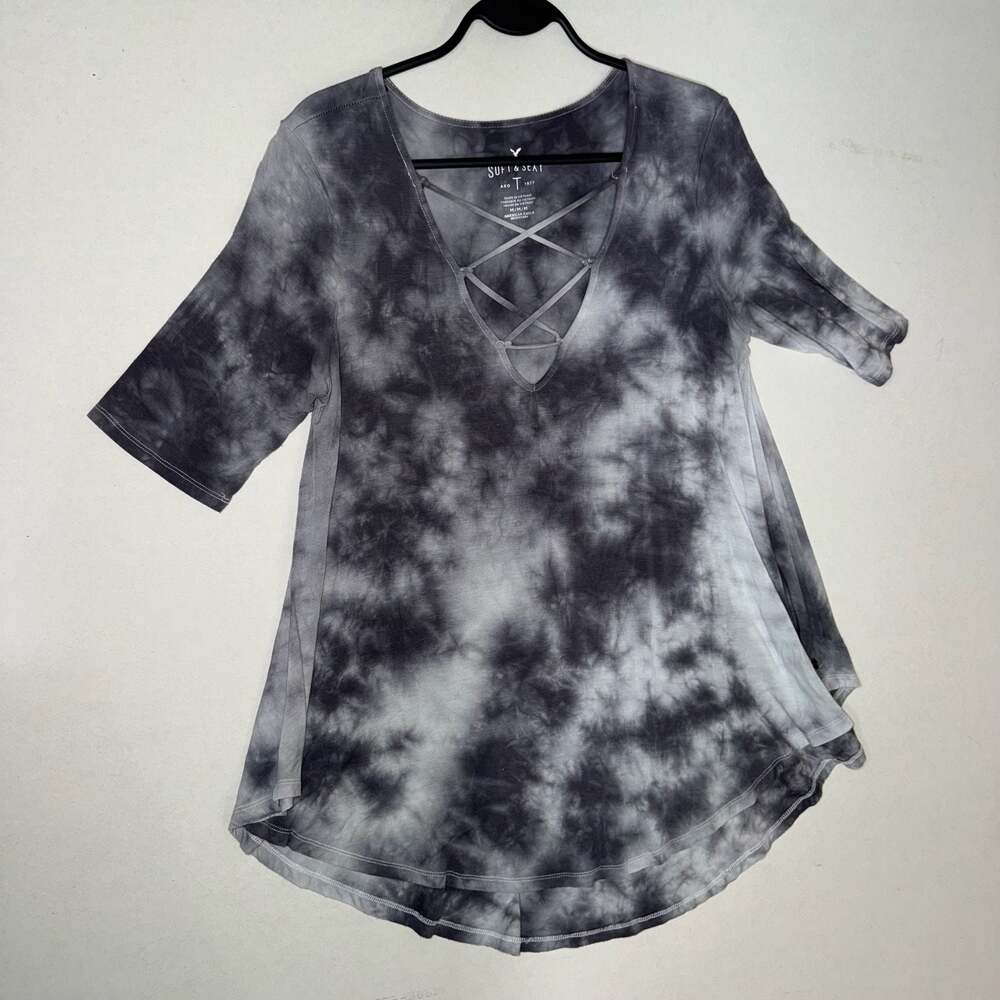 American Eagle Soft & Sexy Tie Dye Lace Up T-Shirt Size M